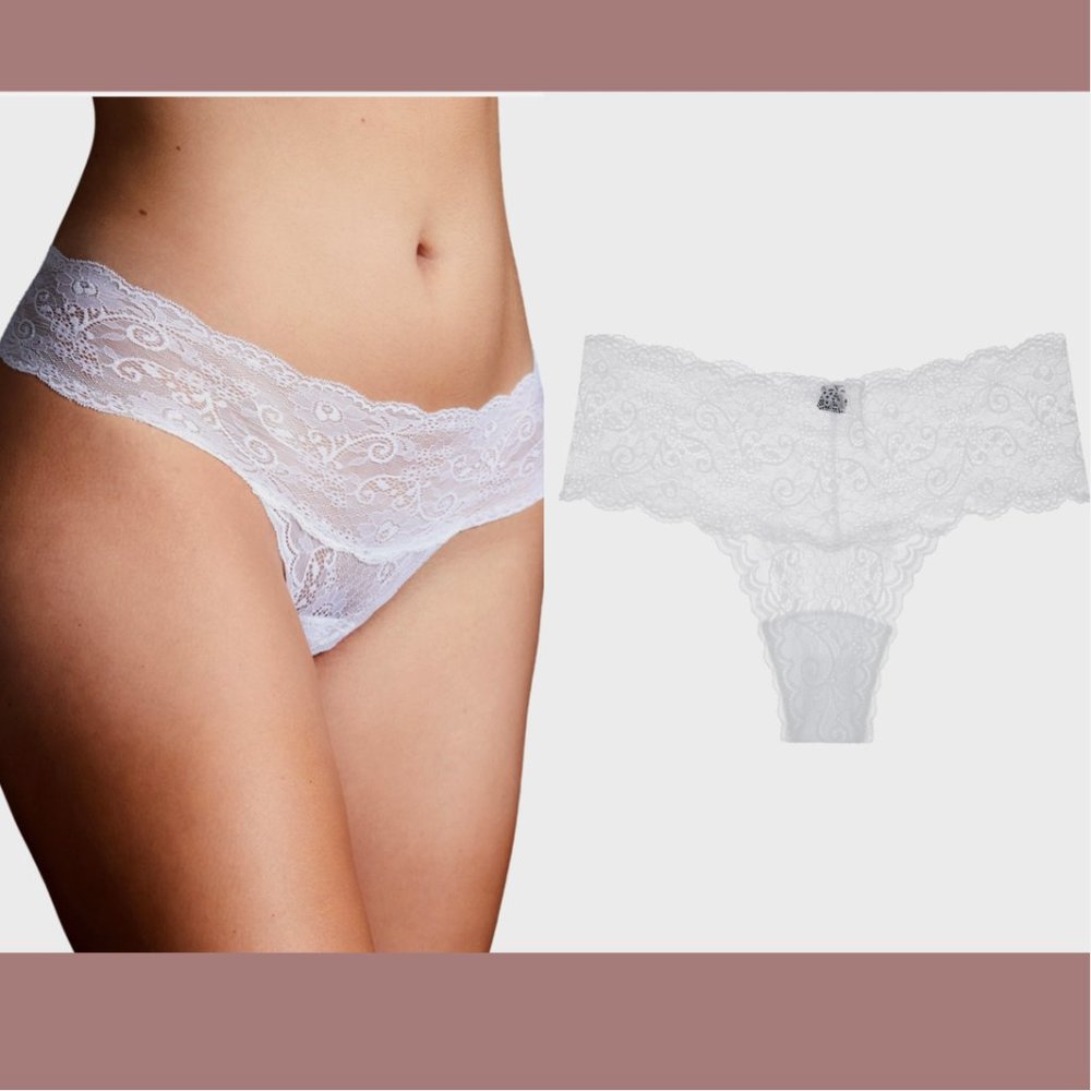 NEW $44‎ Journelle [ XS / S ] Sapna Mid Rise Lace Thong in White Lune #6241